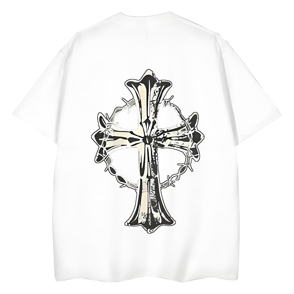 New Arrival T-Shirts 230g 100% Cotton Breathable Short Sleeve Casual Sport The Cross Women Tees Comfortable Cartoon Anime Clothes