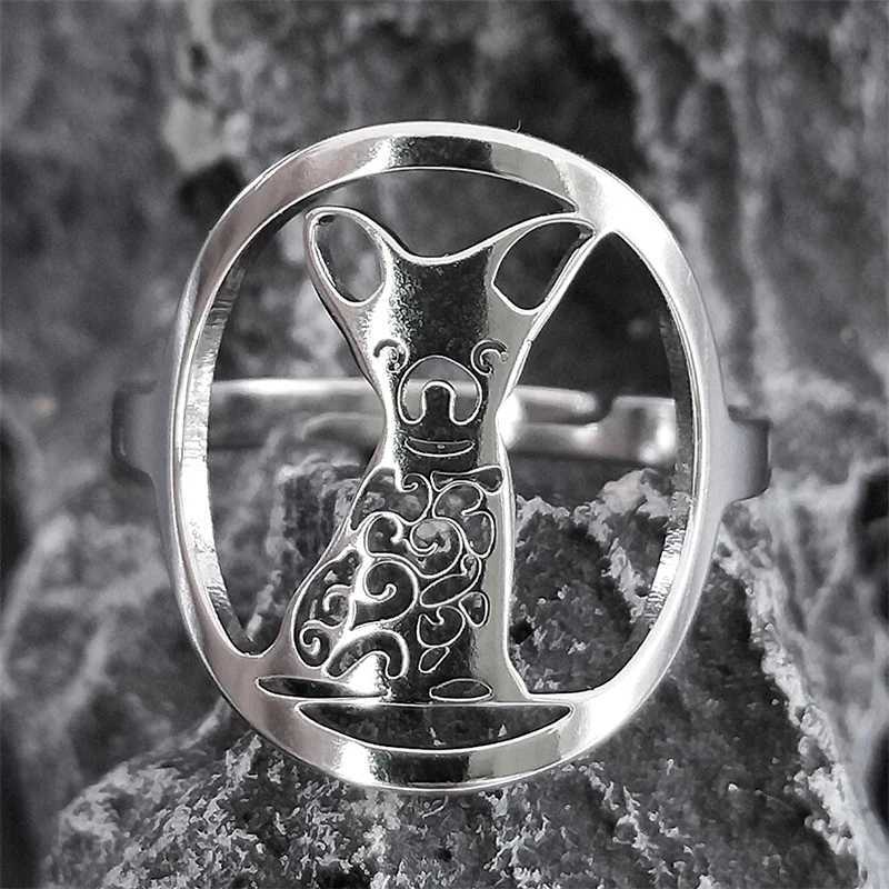 Cute animal Chihuahua dog ring mens stainless steel adjustable finger ring pet lover jewelry gift anillos RS01 Y241019