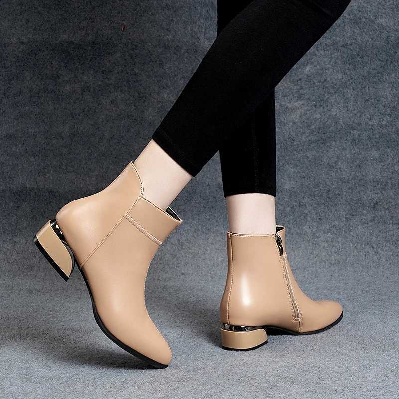 2025 Fashion Womens Ankle Boots Sexy Autumn Winter Pointed Toe High Heels Leather Casual Black Shoes Size 35-41 Y241019