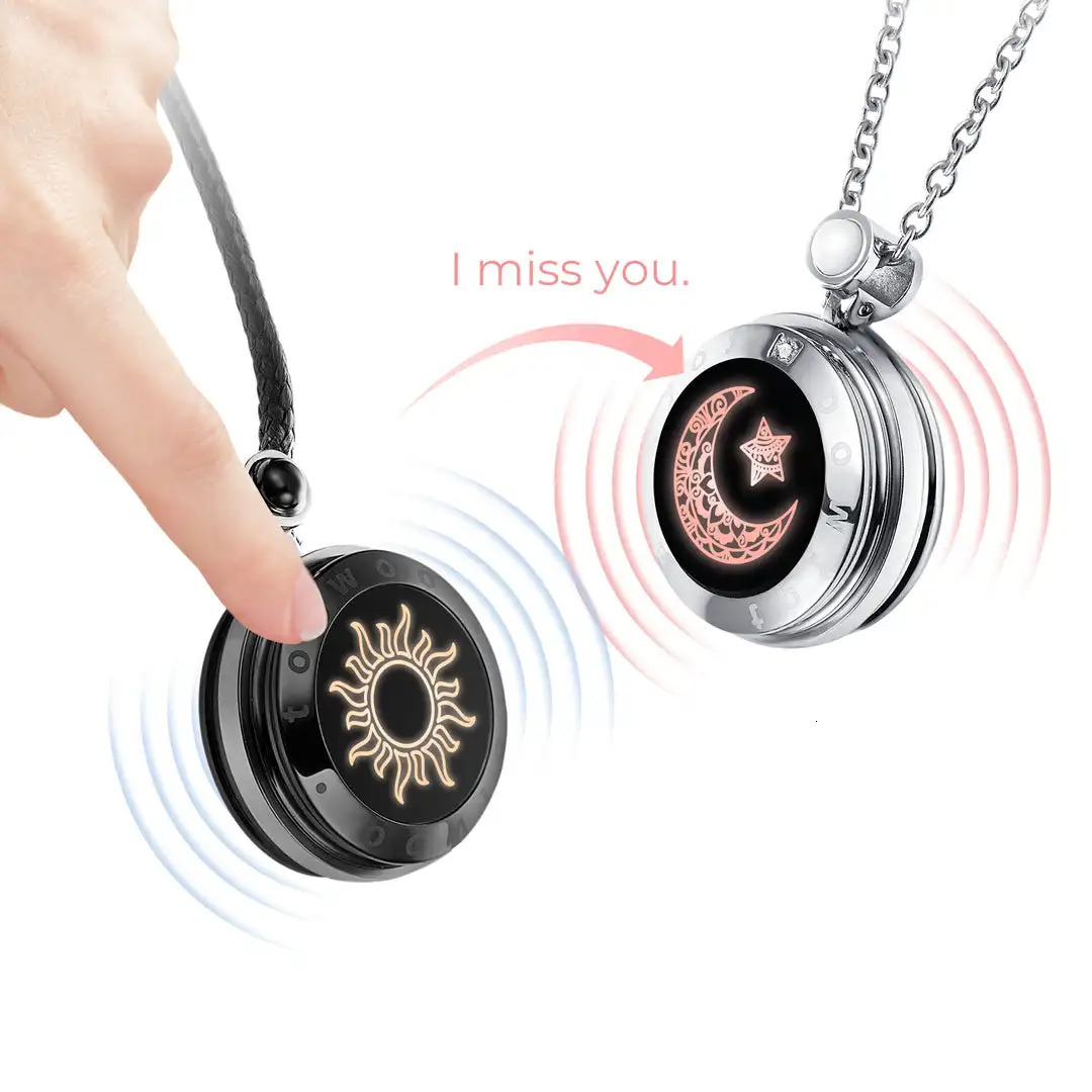 Totwo couple touch necklace with natural agate for long-distance relationship gifts 241018