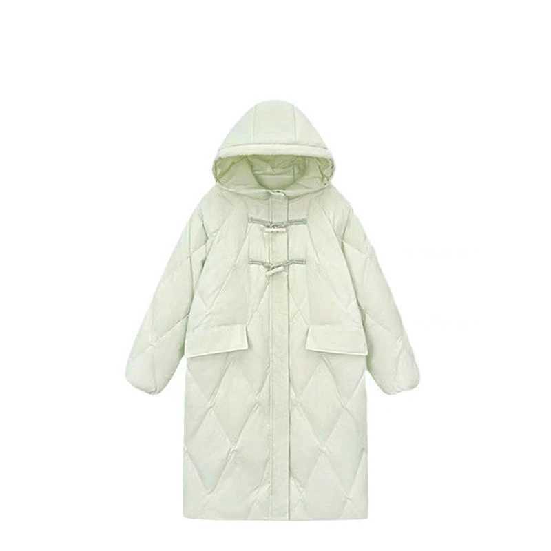 Mid-length Hooded Down Cotton Coats Tops Winter Snow Wear Casual Loose Chaqueta Elegant Casaco Korea Warm Women Jaqueta AbrigoX241019