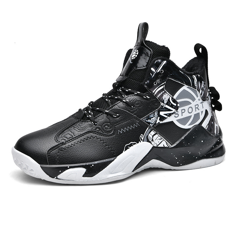 Basketball new casual running sports trendy men's high top sneakers leather shoes