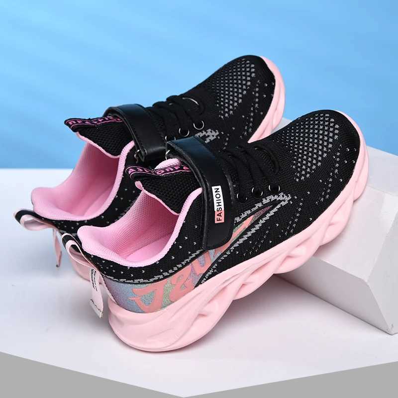 Athletic Outdoor Childrens casual girls tennis shoes fashionable sports shoes lightweight running shoes teenagers sports girls tennis shoes H241019