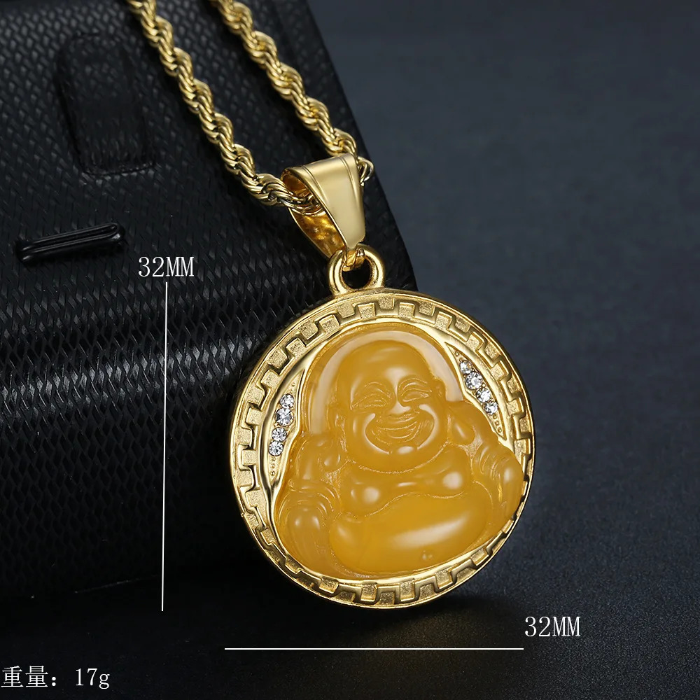Buddha pendant necklace womens gold colored gemstone necklace fashionable jewelry style direct 241018