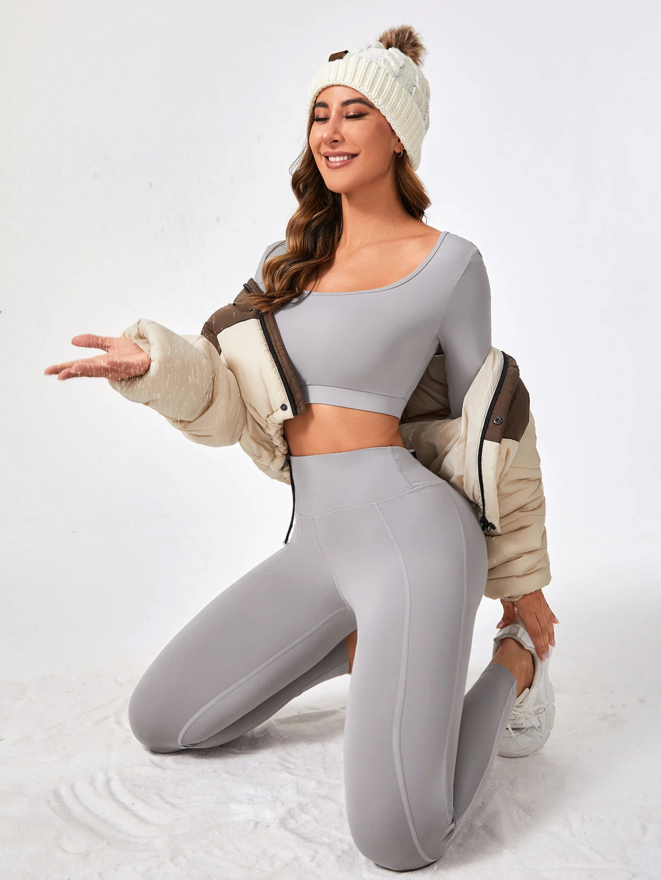 2 Pieces Long Sleeve Yoga Pilates Sports Suits Quick Dry Elastic Slim Fit Tracksuit Fitness Workout Breathable Activewear Set 241010