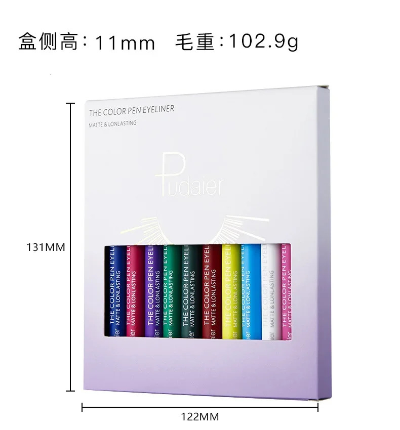 Pudaier 12 color matte eyeliner pencil set glitter makeup waterproof color liquid crystal diamond eyeliner gel cosmetics 241018