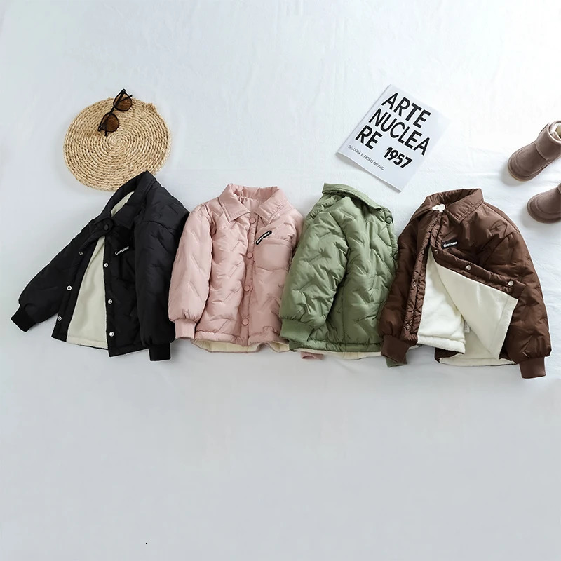 2024 Kids Boy Jacket Autumn Winter Warm Long sleeves Button Children Girl Windproof Coat Teen Students Cotton Clothes 241018