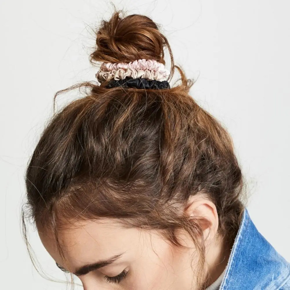 100% pure silk leather ribbon set luxury silk hair tie elastic band ponytail holder suitable for women and girls ponytail holder 241018