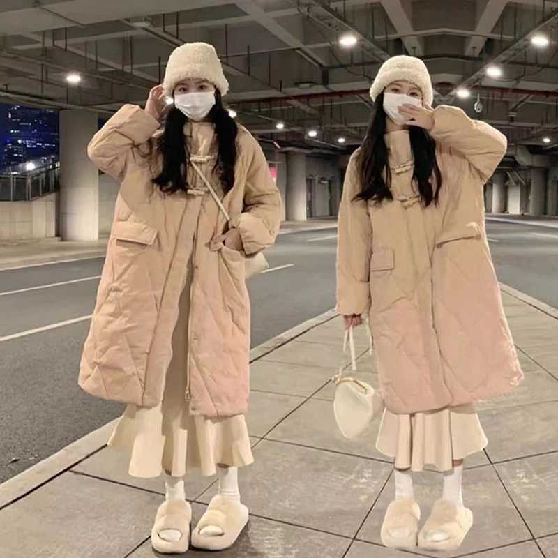 Mid-length Hooded Down Cotton Coats Tops Winter Snow Wear Casual Loose Chaqueta Elegant Casaco Korea Warm Women Jaqueta AbrigoX241019