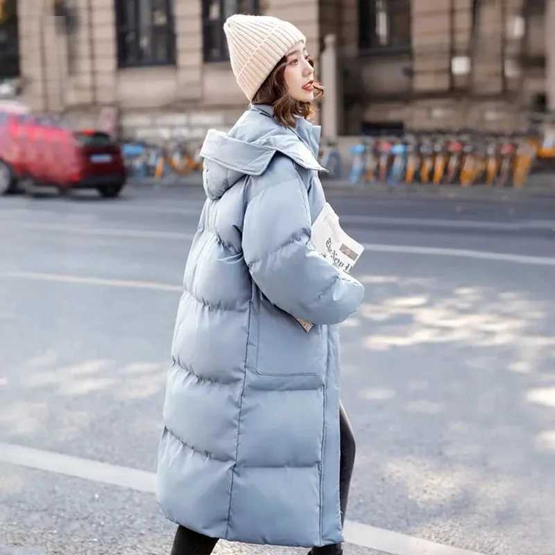 2024 Winter Women Jacket Coats Long Parkas Female Down Cotton Hooded Overcoat Thick Warm Jackets Windproof Casual Student CoatX241019