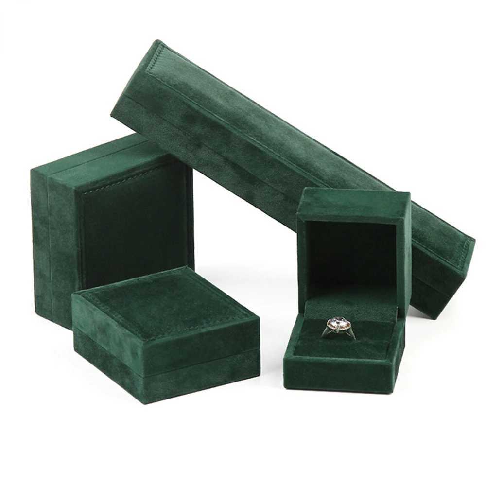 High quality PU green velvet ring pendant jewelry packaging box jewelry storage box bracelet necklace organizer gift box W241019
