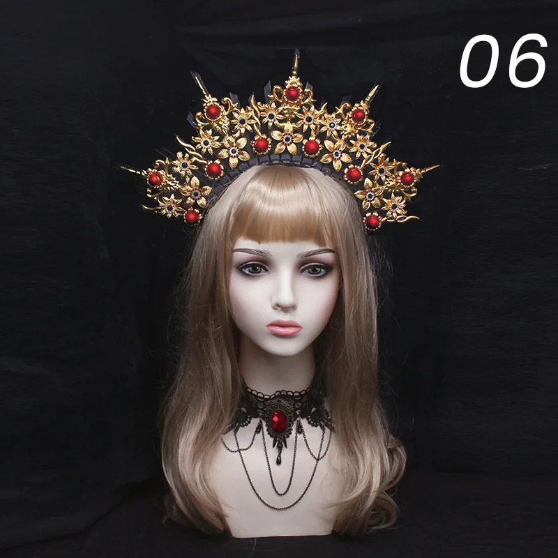 Gothic Headband Lolita Crown Tiaras Headband Virgin Mary Headpiece Unfinished Baroque Crown Fairy Goddess Hair Accessories 241018