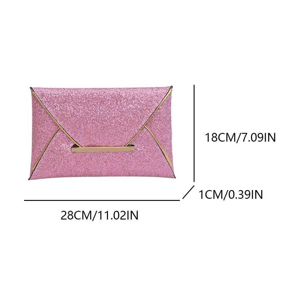 Womens envelope evening bag solid color luxury shiny clutch glitter evening wallet elegant shiny clutch womens wedding bag Y241019