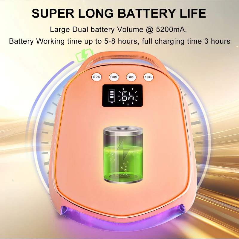 96w Gradient Gold Pro red light cordless LED nail light rechargeable battery UV LED nail light curing cordless LED nail light curing gel 241018