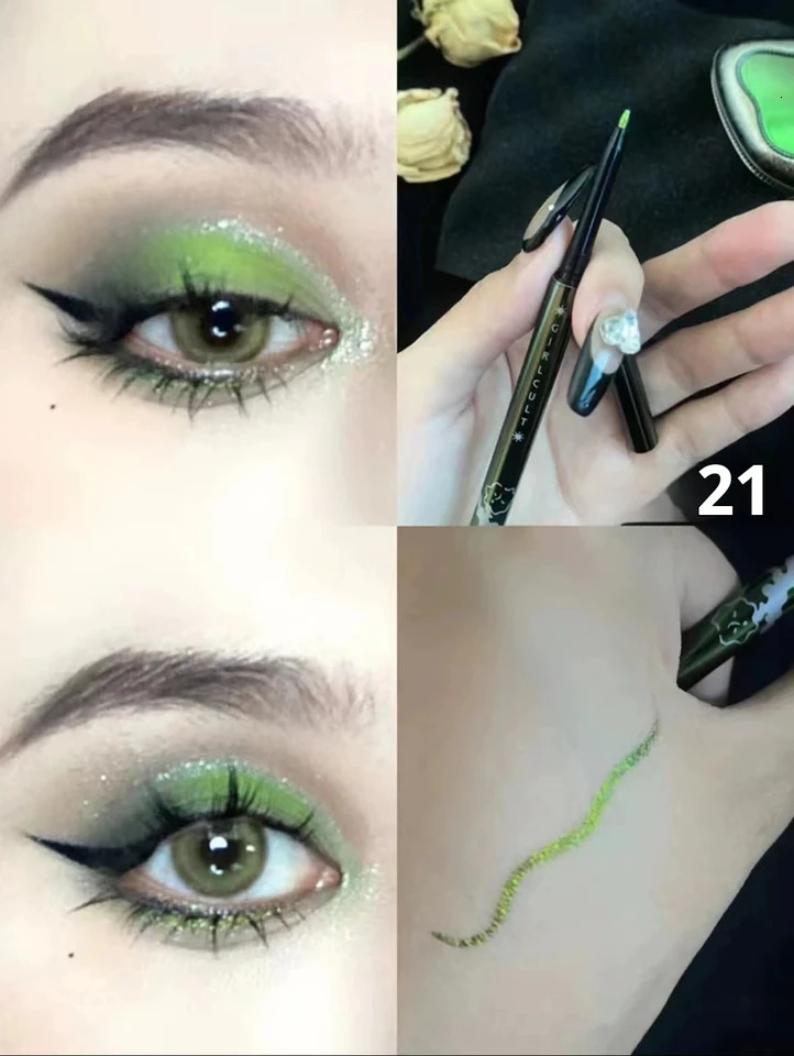 Girlcult eyeliner Chameleon Smooth Film Forming Makeup Keep Fine Glitter Green Glue Pen Halloween Makeup 241018
