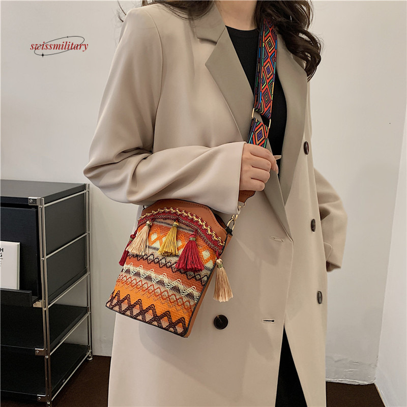 2024 New Ethnic Style Trendy Casual Fashion Bohemian Single Shoulder Bucket Crossbody Bag Handbags #12 swissmilitary