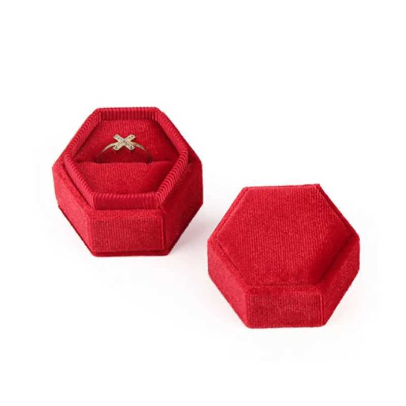 Hexagonal Velvet Bead Treasure Box Ring Storage Box Womens Gift Jewelry Display Box Suggested Engagement Ring Packaging Box W241019