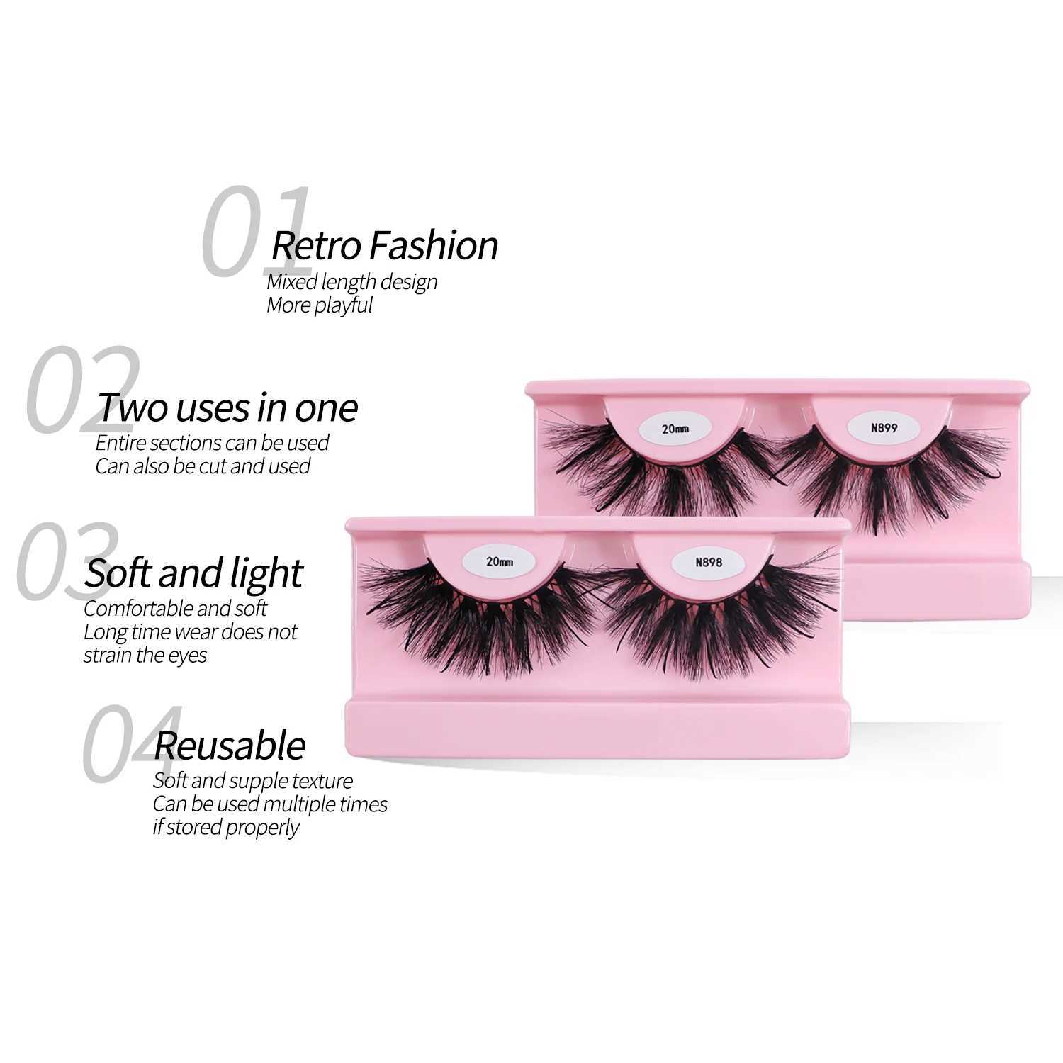 REDSIREN Faux Mink Lash Spikes Wispy Thick Natural Full Strip Lashes New Makeup Fluffy Mink EyelashesXJ241019