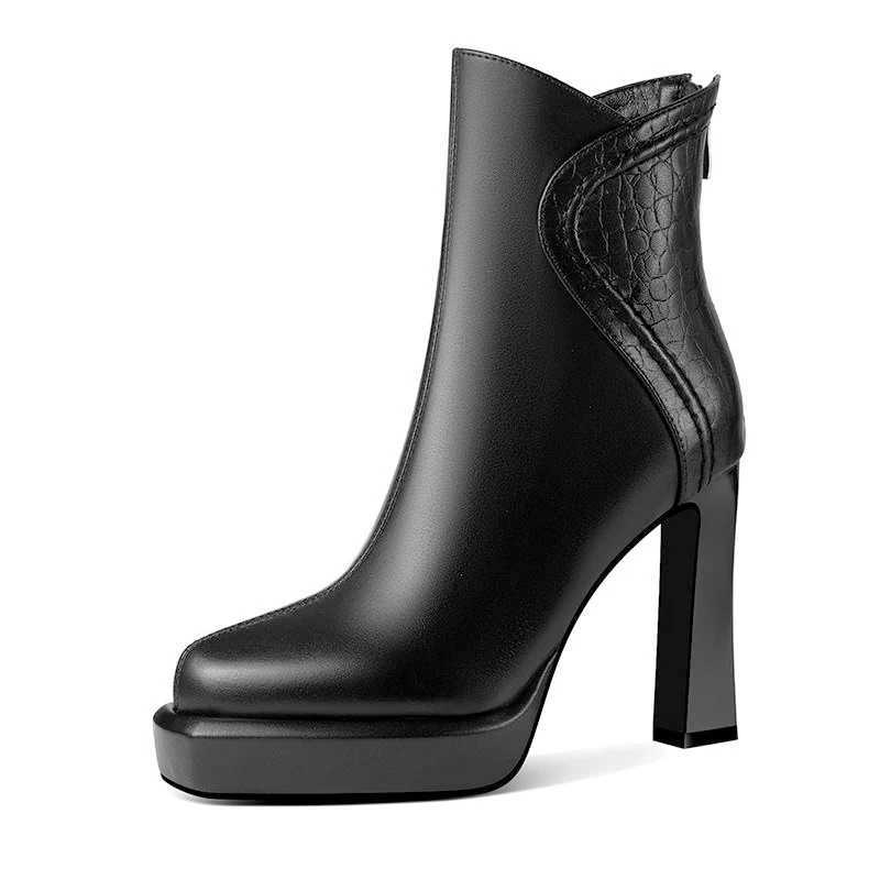 Pointed Toe platform womens snow ankle boots high heels fashionable and sexy pump designer leather i boots 2024 winter new trend Y241019