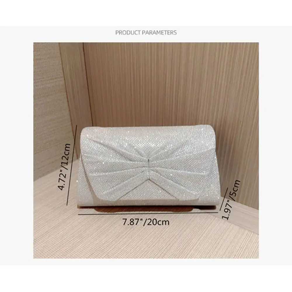 Fashion luxury sequin clutch evening bag flash banquet handbag womens chain shoulder bag silver dinner bag wedding party Y241019
