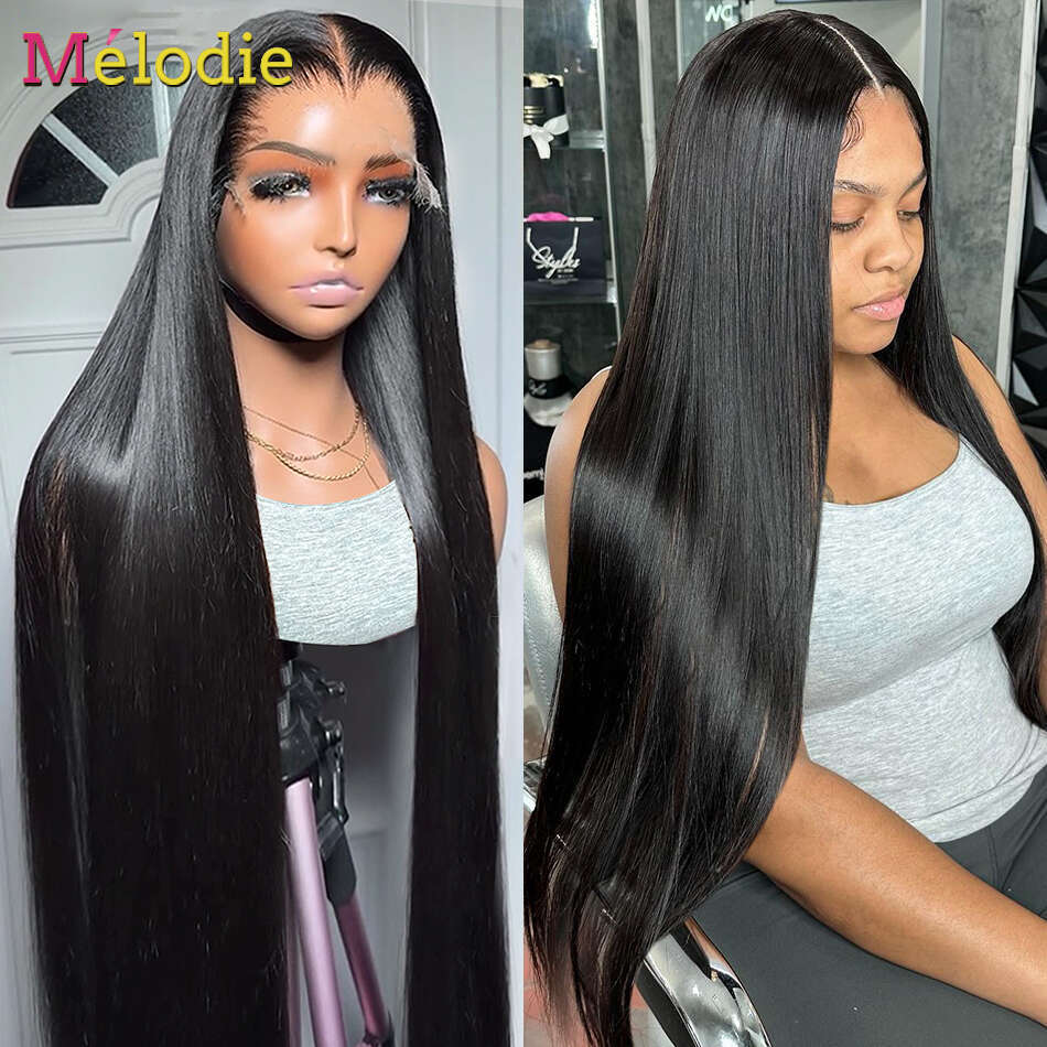 13x4 HD Front Straight 13x6 Transparent Frontal Human Hair Pre Plucked Lace Wigs For Women 250%