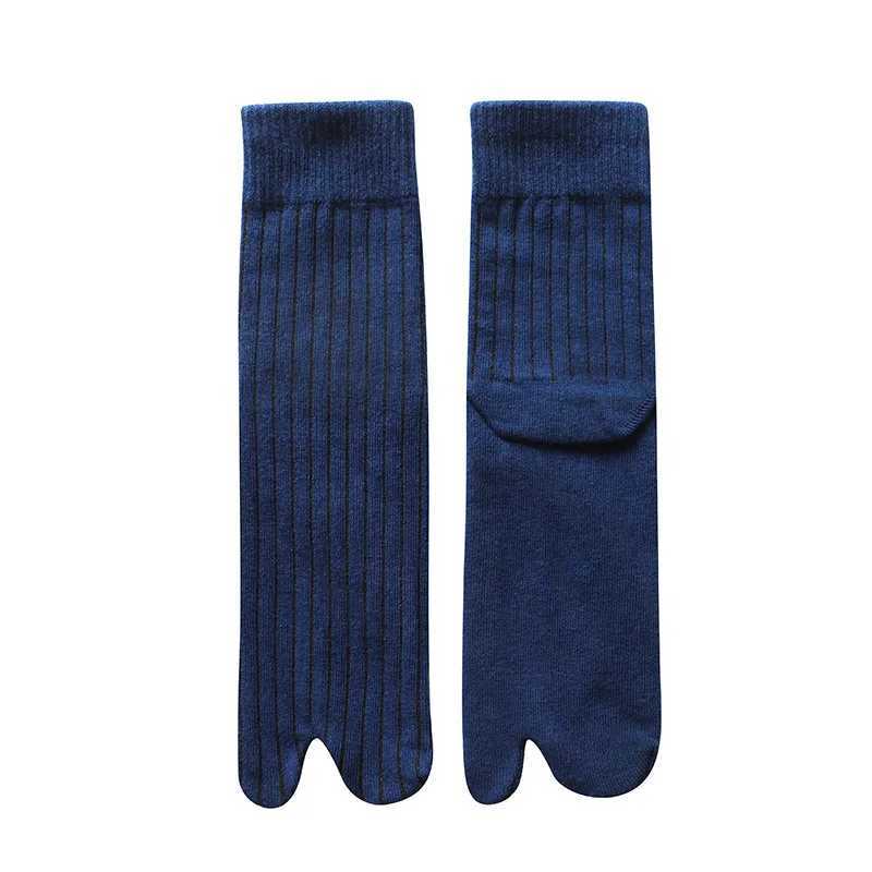 5 Pairs/lot Tabi Socks Men Cotton Autumn Winter Thick Middle Tube Striped Solid Color Sweat-absorbing Warm Split Toe SocksXJ241019