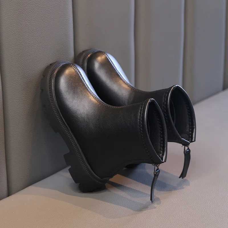 Children Short Boots for Girls Boys 2024 Autumn Winter New Fashion British Sle Soft Comfortable Anti-slippery Versatile ShoesXJ241206