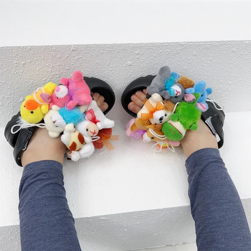 Cartoon childrens teddy bear slider for girls and women floor plush cotton fur warm slider for children fluffy teddy bear slider for boys 241018