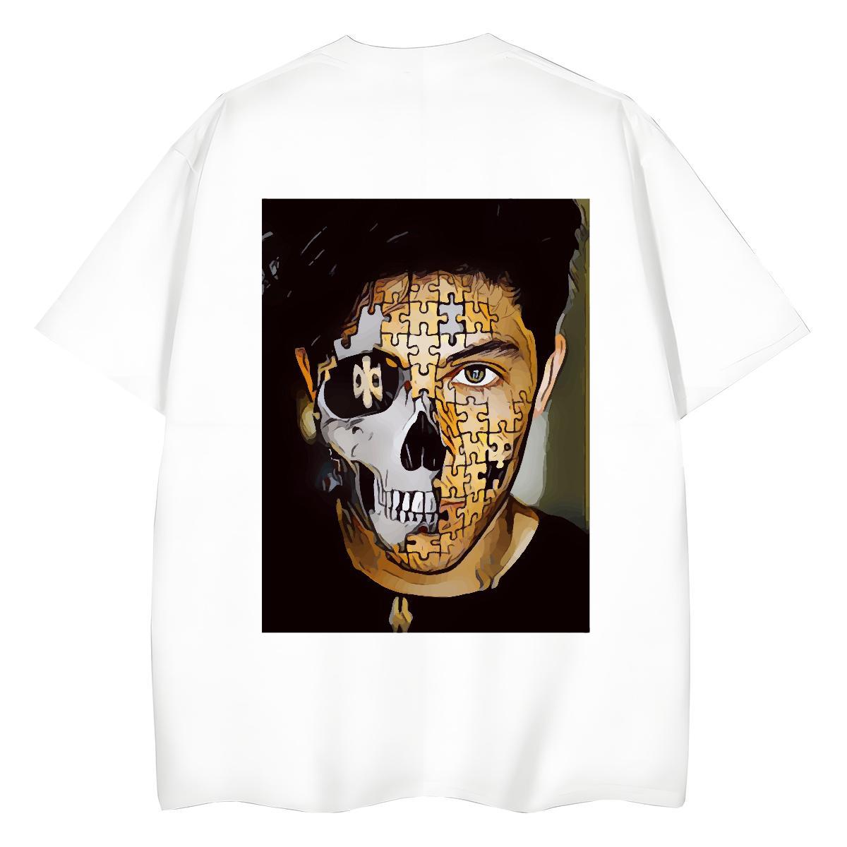 Stylist T shirt 230g Cotton Comfortable Hip Hop skull Tshirt for Man Woman Soft DIY Logo Tee Shirt