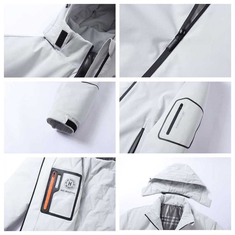 Winter Outdoor Men's Windbreakers Hooded Casual Cotton-Padded Jacket Thermometer Graphene Oversized Outwear Waterproof Jackets
