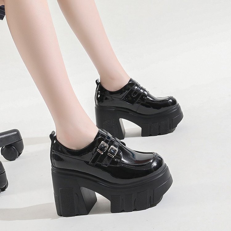 British style loafers, single shoes for women, spring 2024 new item, versatile, thick heel, thick sole, thick heel, black high heels, small leather sh