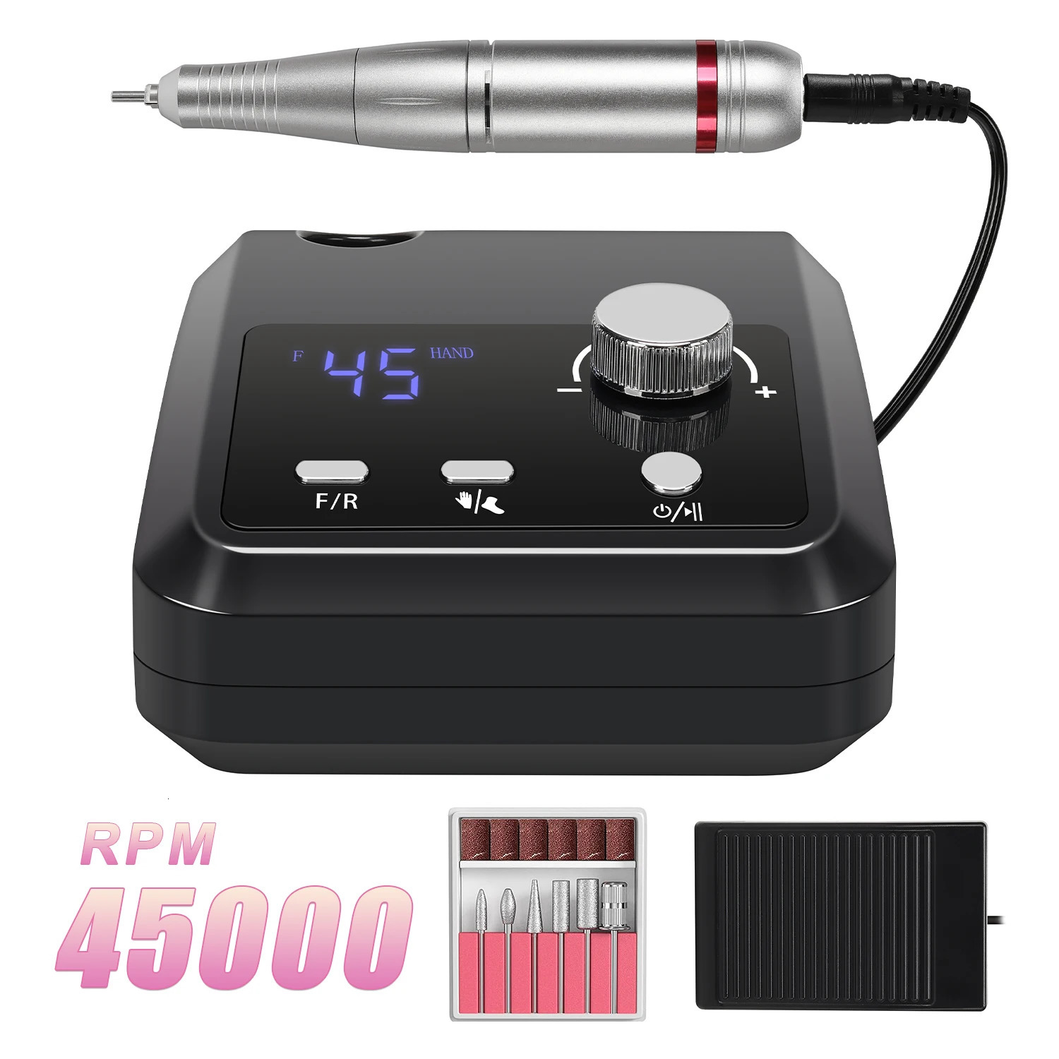 45000RPM nail drill professional nail lathe with large LCD screen electric control polishing machine nail sanding machine nail art 241007
