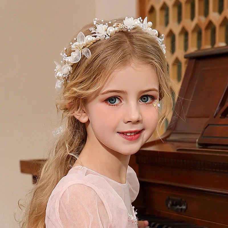 Spring Bohemian Girl Bridal Pearl Hair Headwear Wreath Bridal Wreath Headband Hair Jewelry Childrens Gift 241018