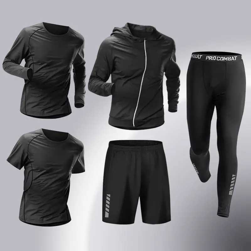Fashion 5-piece mens running sportswear set fitness jogging compression sportswear training suit sportswear W241018
