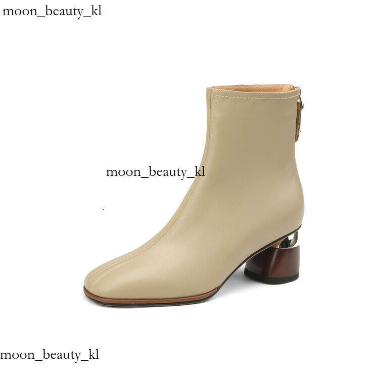 Designer Boot Square Toe, Side Zipper Fashion High-Heeled Short Boots For Women, 2024 Autumn And Winter New Style With Plush, Thick Heel, Slim Boots, 