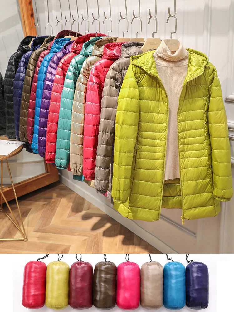 0-10 Woman Duck Down Jackets 2024 Autumn Winter Ultralight Hooded Women Down Coat Portable Quilted Long Parkas Feather OvercoatX241019