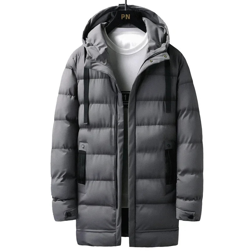Puffer jacket mens 8XL thick warm winter jacket Plus size hooded long jacket fashionable casual cotton pad Parkas mens jacket top 241019