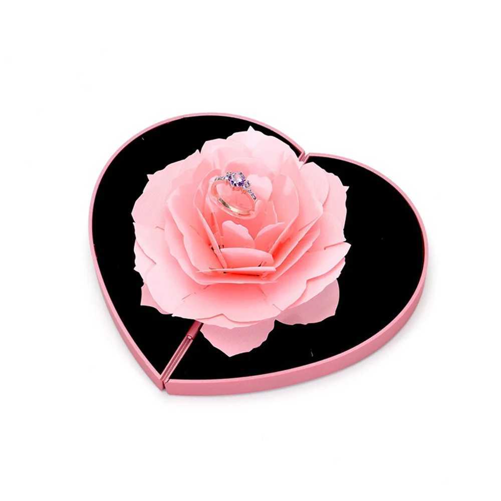 Wedding Ring Display Stand 3D Heart shaped Rose Ring Box Recommended for Couples Jewelry Storage Box Design W241019