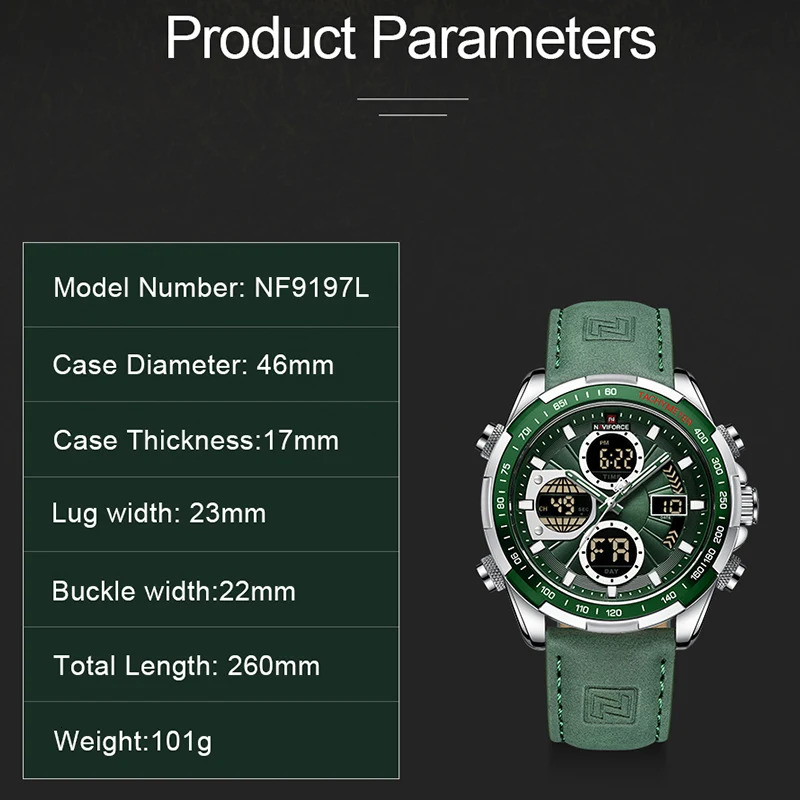 NAVIFORCE Mens Fashion Military Watch y Original Sports Timing Waterproof Quartz Digital 241009