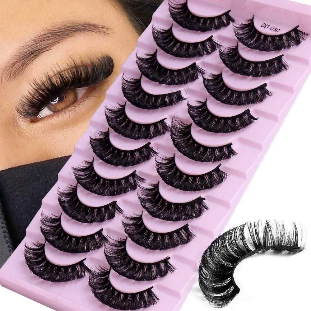 Lashes 10 Pairs Russian Strip DD Curl Lashes 3D Eyelashes Reusable Fluffy False Lashes Russian ExtensionsXJ245785