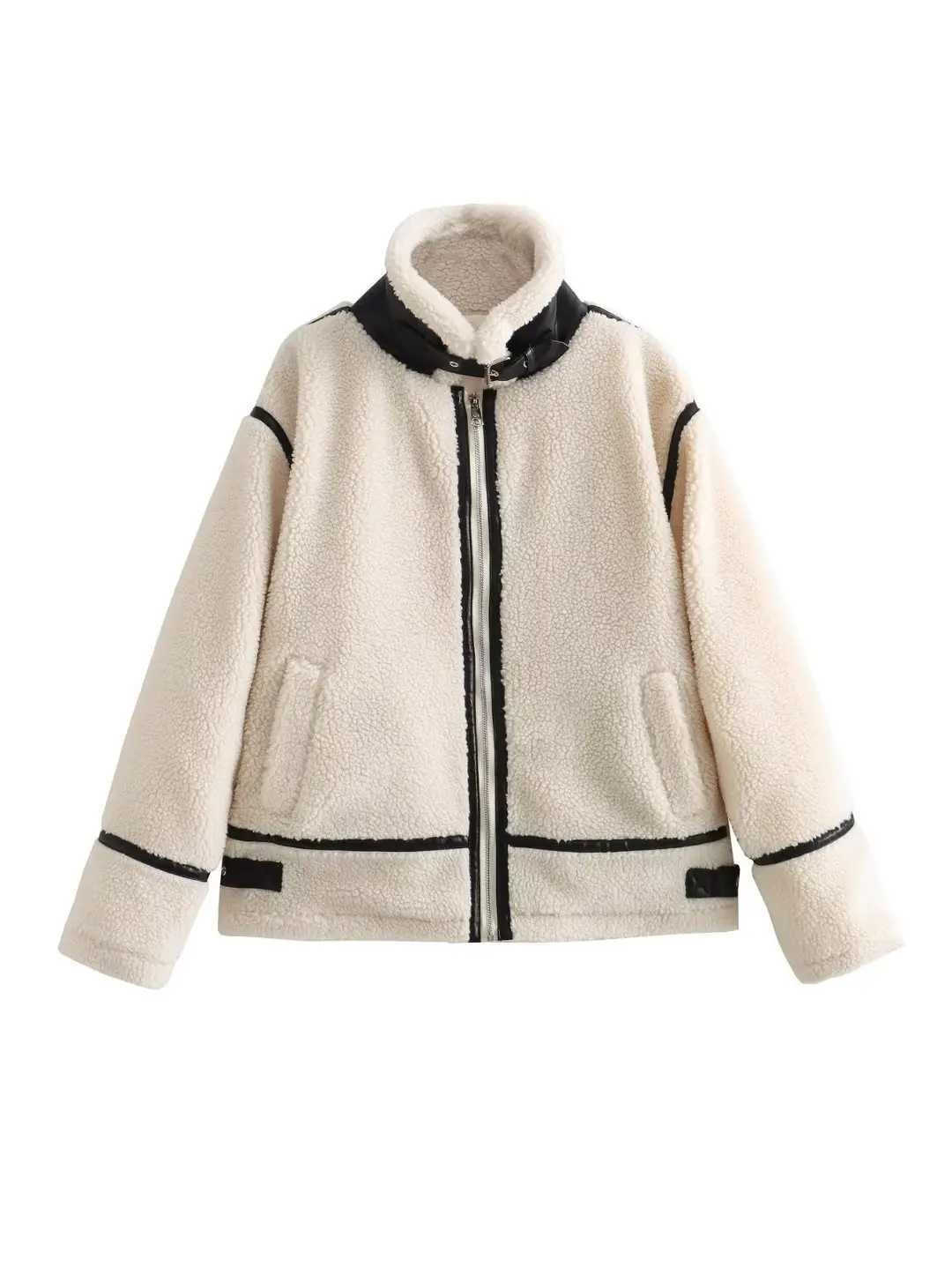 Women's Down Parkas Autumn Winter New Loose Lamb Fur Parka Cashmere Warm Thicken Long Slve Suede Jacket Strtwear Shpskin Winter Thick Outwear Y24