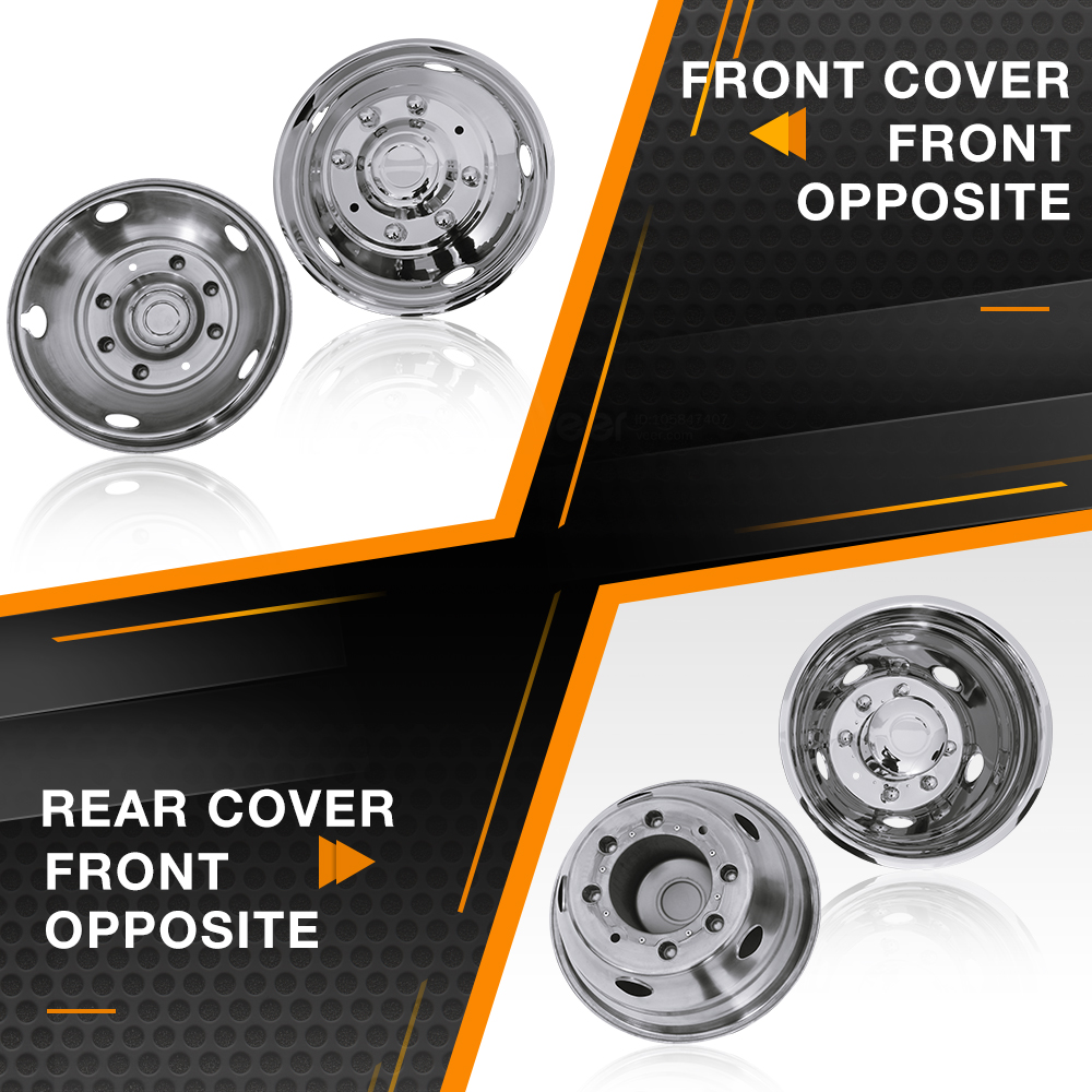 Stainless Steel Dually Wheel Caps with 8 Lugs & 5 Handhole Design - Compatible with 1999-2002 Ford F Series