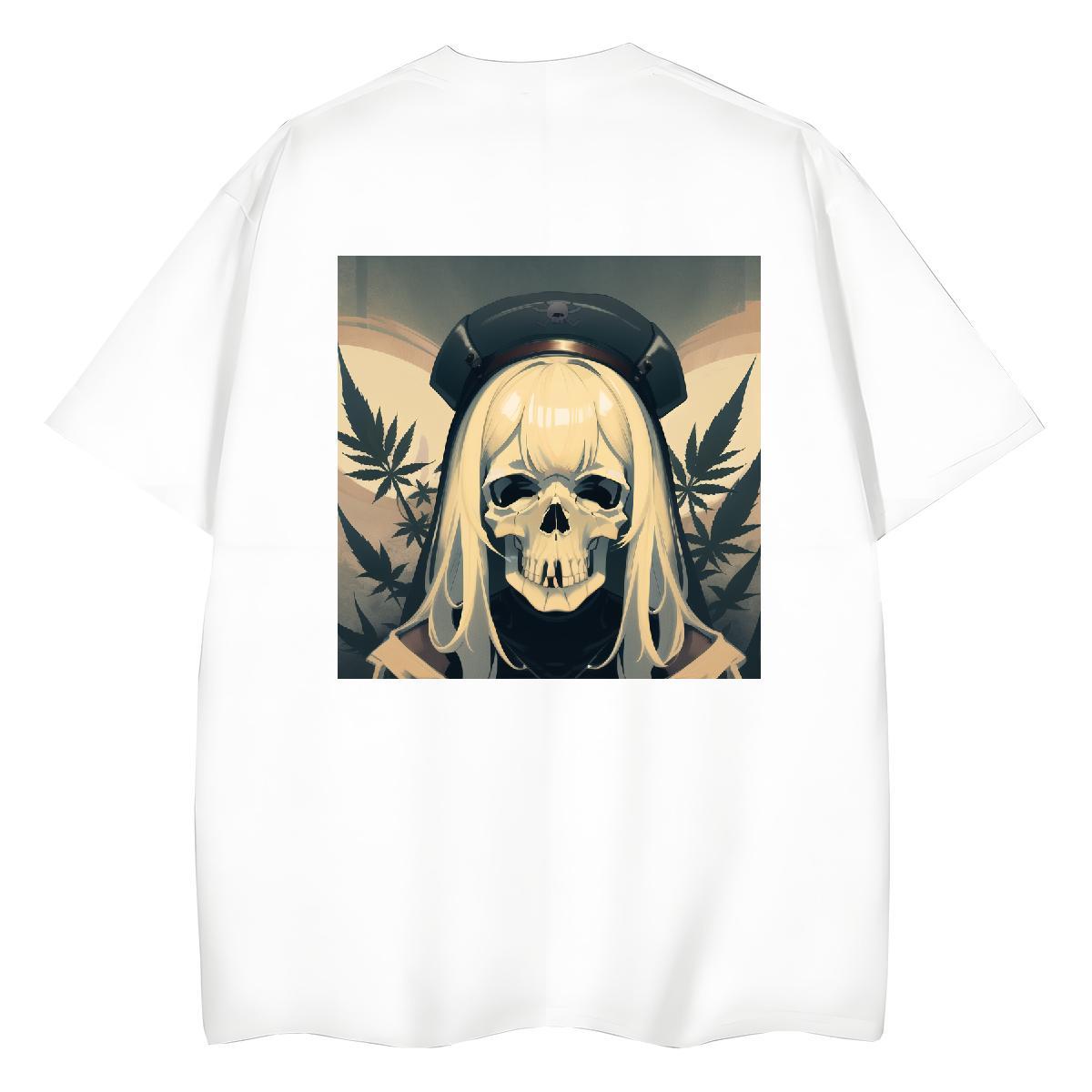 Fashion New T Shirts Women 230g Pure Cotton Round Neck Short Sleeve Casual skull Women Tees Loose fit Graphic Clothes