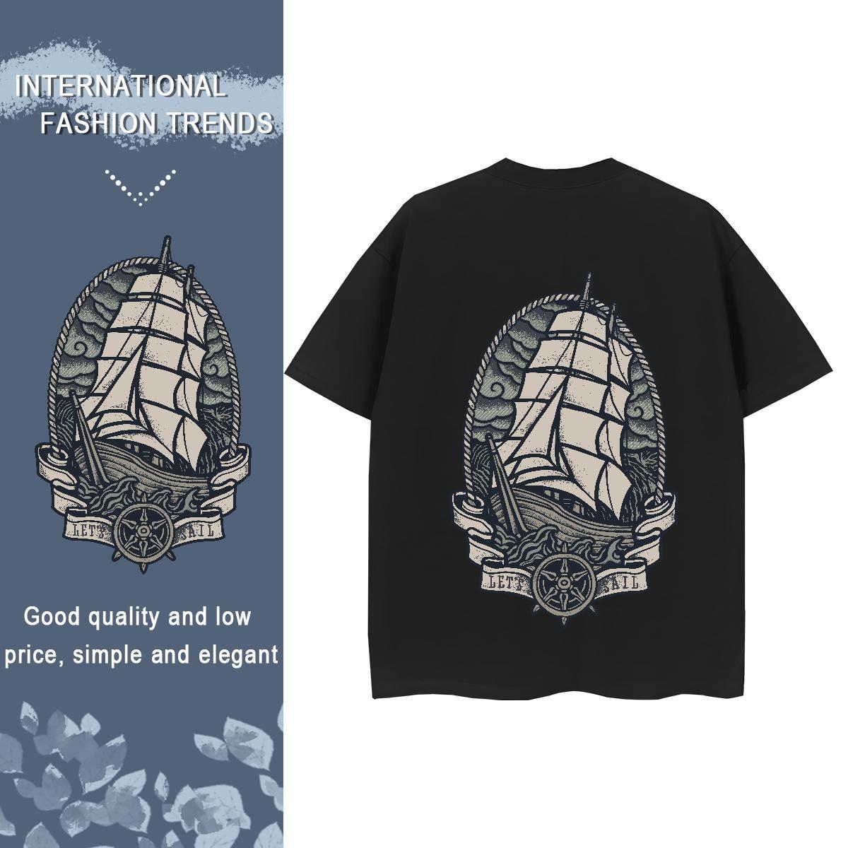 Stylist T-Shirts for Women 230g Pure Cotton O Neck Short Sleeves Beach ship Lady T shirt Nice Black Oversized Tees Shirts