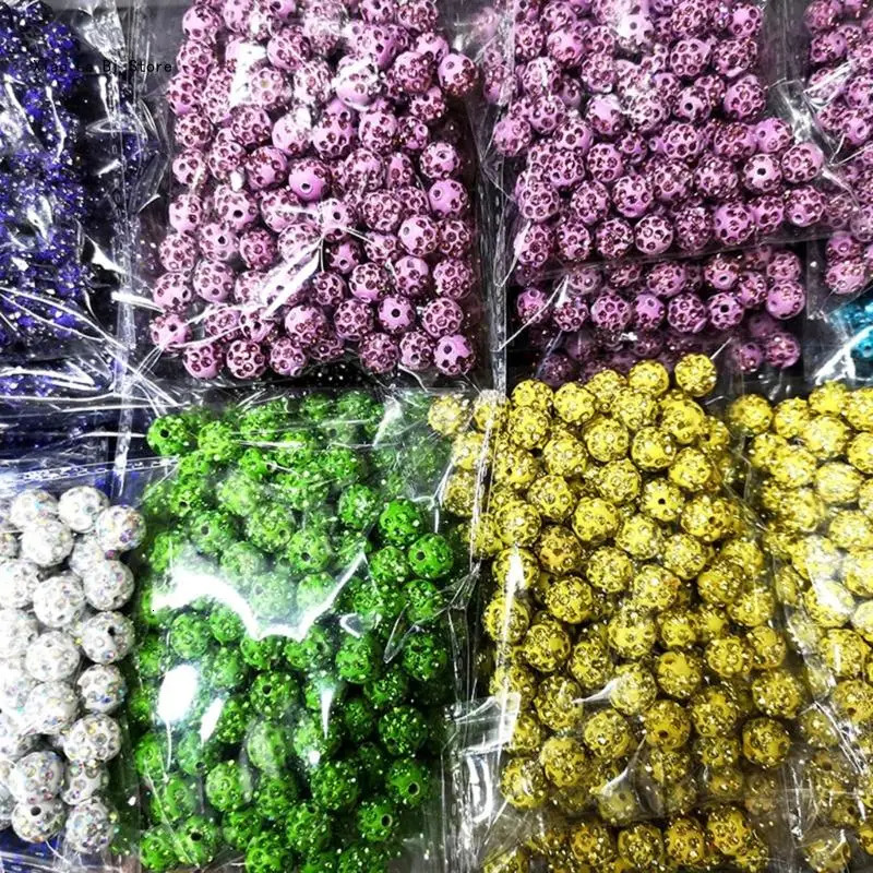 100pcs 10mm Ball Clay Beads Round Diamond Beads Colored Rhinestone Beads Necklace Jewelry Craft Supplies 241018