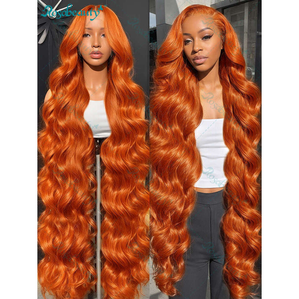 Ginger Orange Body Wave 13x4 Front Wigs Human Hair 13x6 13x7 Frontal Pre Plucked Hd Transparent Lace 350 Color Wig