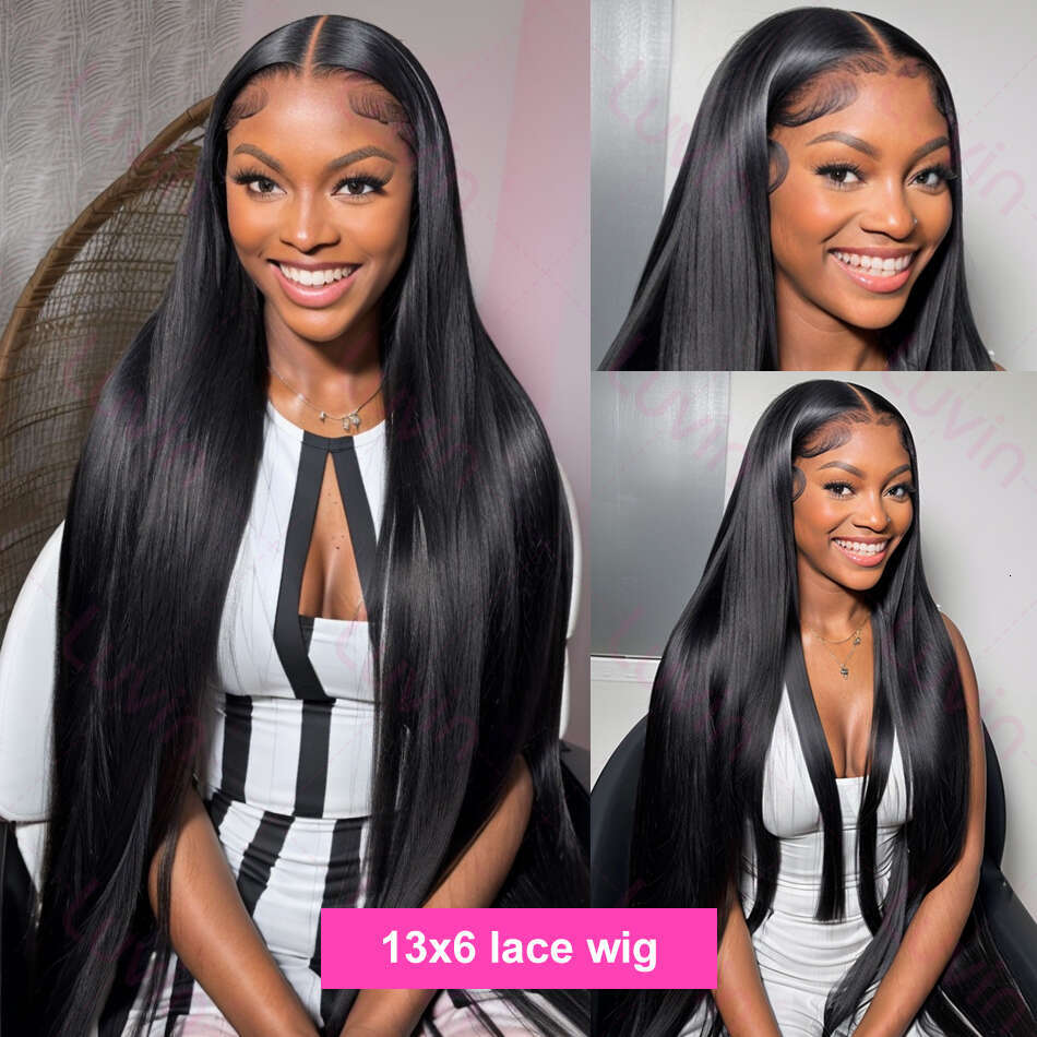 Luvin HD 36 inch Straight Human Hair Frontal Wigs 180% Remy 13x4 Lace Front 5x5 Closure Wig PrePlucked For Women