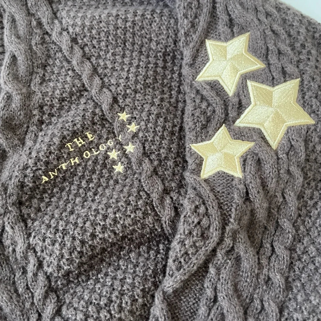 Winter Warm Star Embroidered Loose Suitable for Holiday Cotton Cardigan Womens Autumn Fashion Khaki Knitted Cardigan Womens Sweater Y2k 241019