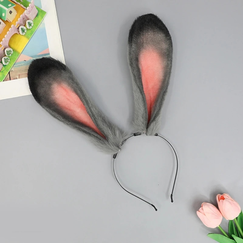 Cute Spring Rabbit Ear Shaped Headband Plush Hair Loop Makeup Live Role Playing Party Earphones for Teenagers 241018