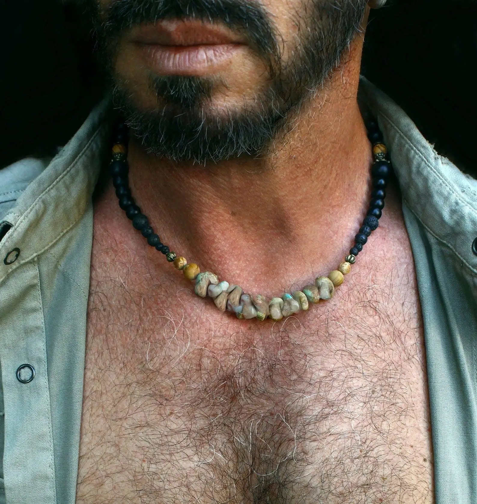 Mens turquoise necklace/Bohemian necklace/Mens turquoise necklace/Mens jewelry/Mens cool necklace 241018